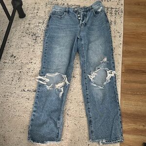 PacSun Light Blue Distressed Straight Leg Jeans
